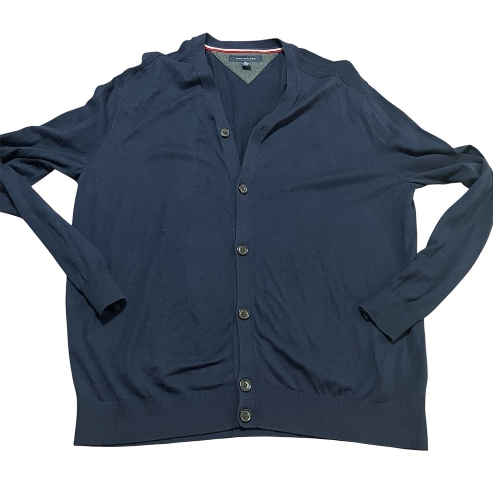 Tommy Hilfiger Navy Men's Button Cardigan Size XXL Grandpa Sweater Old Money